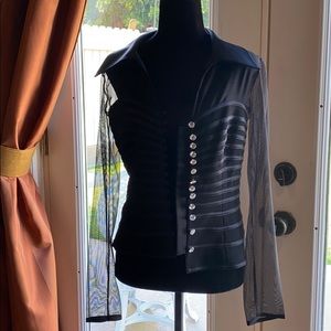 Women’s Black sheer w/satin detail jacket size 6